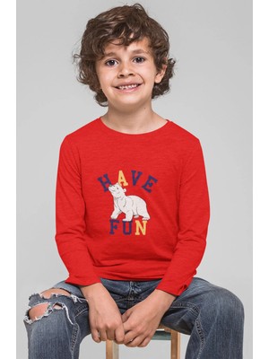Bubuga Erkek Çocuk Uzun Kollu %100 Pamuk Polar Ayı Baskılı Tişört - Have Fun Temalı