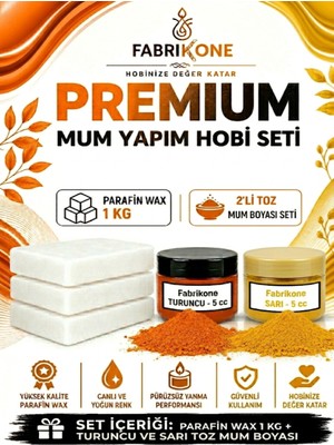Fabrikone Premium Mum Yapım Hobi Seti - Parafin Wax 1 kg - 2'li Toz Mum Boyası Seti - Turuncu, Sarı BKFABPW1KG2TSR