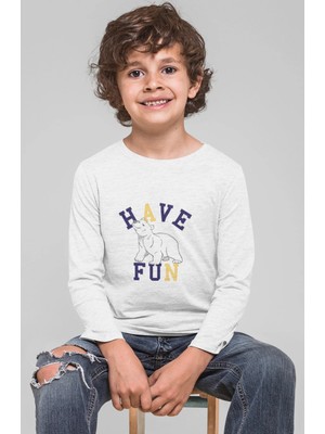 Bubuga Erkek Çocuk Uzun Kollu %100 Pamuk Polar Ayı Baskılı Tişört - Have Fun Temalı