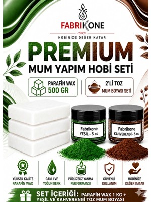 Fabrikone Premium Mum Yapım Hobi Seti - Parafin Wax 1 kg - 2'li Toz Mum Boyası Seti - Yeşil, Kahverengi BKFABPW1KG2YKH