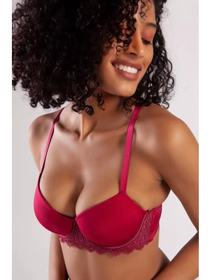 Sb Shopping Golshan Garland Big Size Plunge Bra, Şarap Rengi Konforlu Şık Sütyen