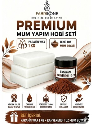 Fabrikone Premium Mum Yapım Hobi Seti - Parafin Wax 1 kg - Tekli Toz Mum Boyası - Kahverengi BKFABPW1KG1KH