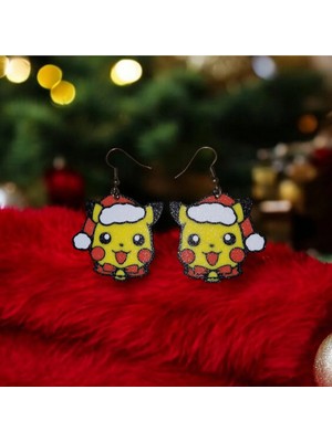 Brand House Çok Renkli V1 Pikachu 3D Sallantılı Küpe – Sevimli Anime Trend Kadın Aksesuar