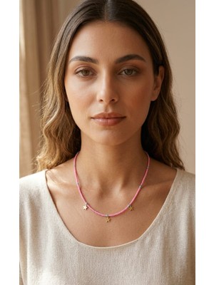 Urban Bold Pembe Minimalist Boncuk Yıldız Kolye
