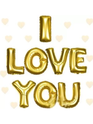Pileli Store Pilelistore- I Love You Folyo Balon Altın Renk 35 cm