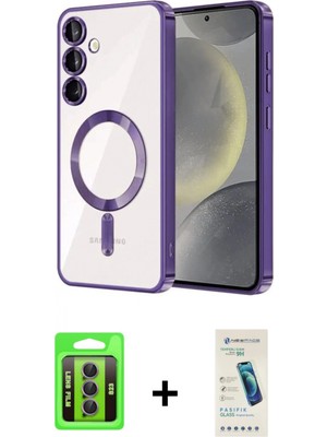 Marsilyan™- Galaxy S23 Kılıf Nova Işık Özel Seri - Şeffaf Pasifik Cam Ekran Koruyucu + Raze Metal Kamera Lens - Mr