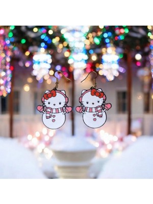 Brand House Çok Renkli V1 Hello Kitty 3D Sallantılı Küpe – Sevimli Trend Hafif Kadın Aksesuar