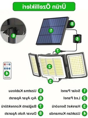 MarkEntegra 348 Ledli, Güneş Enerjili, Hareket Sensörlü, 3 Taraflı AYDINLATMA/GT-SL30          [enerji Sınıfı A+++]