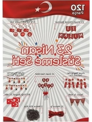 MarkEntegra 23 Nisan Süsleme Seti, 120 Parça, Zikzak Banner, Flama, Sarkıt Tavan Süsü, Kapı ve Pencere Süsü, Okul Sınıf Dekorasyon Paketi