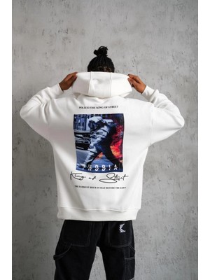 Marsilyan Astronot Baskılı Kapüşonlu Sweat - Beyaz -