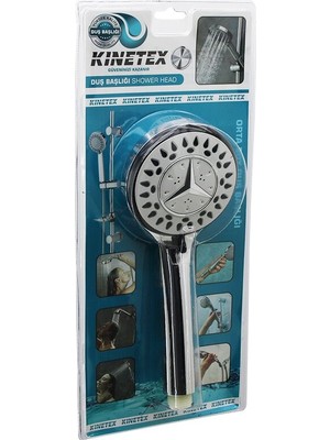 Die Grup Mercedes Orta Yuvarlak- Bombeli=9.5cm Duş Başlık Kademeli Krom Gövde- Siyah Kenar-Iğne Sap:13.5cm (5496)