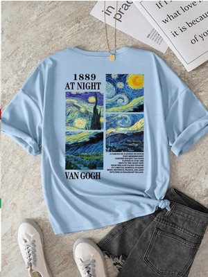 Nigrum Pardus Nıgrum Pardus Özel Seri Van Gogh Manzara Sırtbaskılı Kız Çocuk Oversize T-Shirt