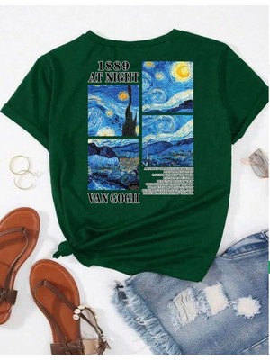 Nigrum Pardus Nıgrum Pardus Özel Seri Van Gogh Manzara Sırtbaskılı Kız Çocuk Oversize T-Shirt