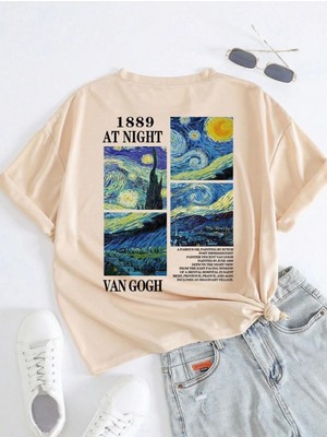 Nigrum Pardus Nıgrum Pardus Özel Seri Van Gogh Manzara Sırtbaskılı Kız Çocuk Oversize T-Shirt