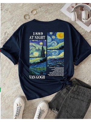 Nigrum Pardus Nıgrum Pardus Özel Seri Van Gogh Manzara Sırtbaskılı Kız Çocuk Oversize T-Shirt