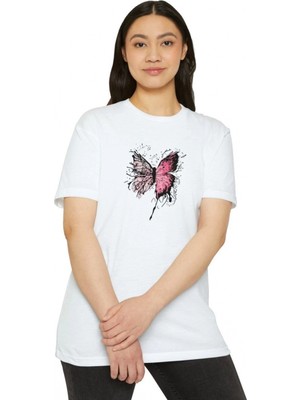 Marsilyan Bisiklet Yaka Baskılı T-Shirt - Beyaz -