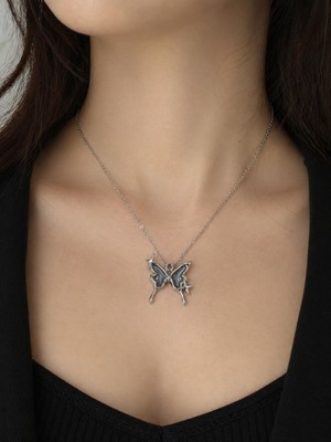 Herşey Nota Butterfly Figürlü Kadın Kolye Parlak Metal Tasarım Şık Hediye Kolyesi
