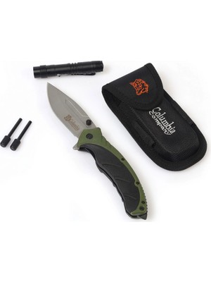 Derin Stok Company Paracord El Feneri Magnezyum Çubuğu Kılıflı Kamp Seti Haki
