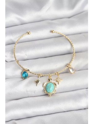 Renas Store Caretta Caretta Charmlı Gold Renk Kadın Bileklik - TJ-BB8033