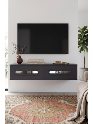 Yumedi Design TDA1220AS -Ethema Duvara Montaj Tv Stand , Tv Sehpası 120CM Antrasit-Silver
