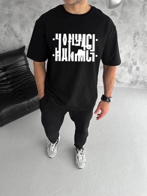 Marsilyan Bisiklet Yaka Katlanan Baskılı T-Shirt - Siyah -