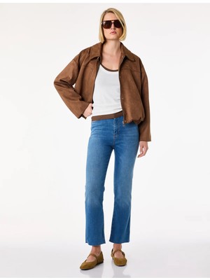 Koton Normal Bel Dar Kesim Düğmeli Pamuklu Ispanyol Paça Denim Pantolon - Flare Jeans
