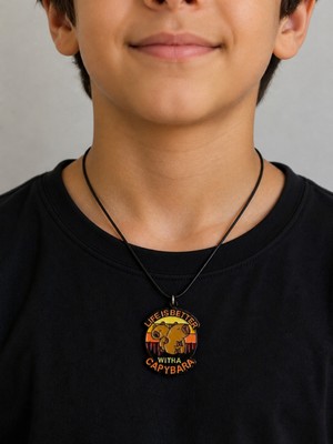 Herşey Nota Capybara Figürlü Renkli Kolye Hediye Sevimli Tasarım Unisex Aksesuar