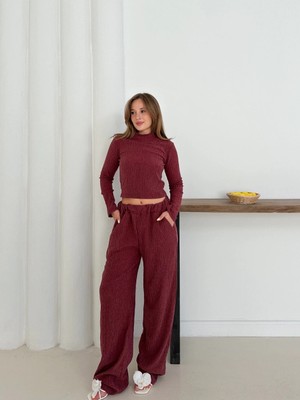 Sb Shopping Balıkçı Yaka Örme Takım Bordo ST265865