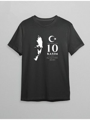 Marsilyan 10 Kasım Atatürk Baskılı T-Shirt - Siyah -