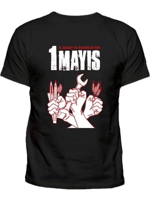Efendioğlu Design 3 Yumruk 1 Mayıs Işçi Emekçi Bayramı Dayanışma Günü Baskılı Pamuklu T-Shirt