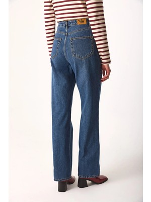 Vena Kadın Wanda Dark Blue Wide Leg Jean Pantolon %100 Pamuk - Dark Blue