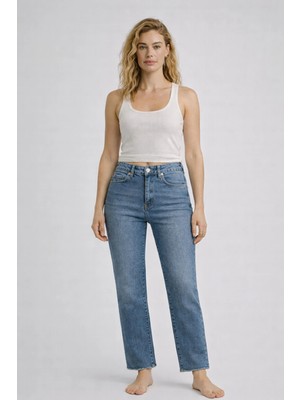 Vena Kadın Jessica Med Blue Mom Jean Pantolon - Med Blue
