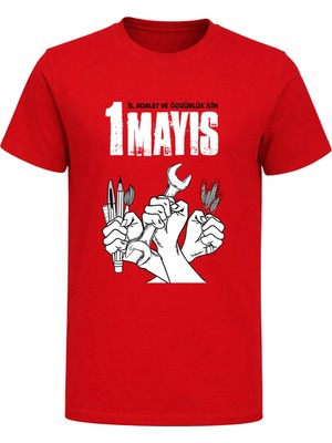 Efendioğlu Design 3 Yumruk 1 Mayıs Işçi Emekçi Bayramı Dayanışma Günü Baskılı Pamuklu T-Shirt