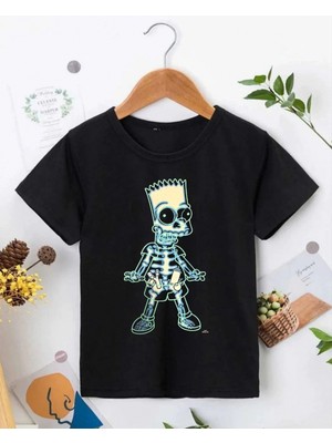 Marsilyan Bisiklet Yaka Kısa Kol   Baskılı T-Shirt - Siyah -