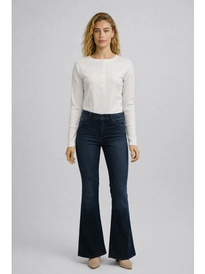 Vena Kadın Jenny Blue Black Yüksek Bel Flare Jean Pantolon - Blue Black
