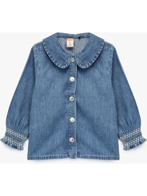 Koton Pamuklu Uzun Kollu Bebe Yaka Denim Gömlek