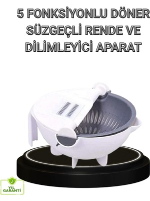 Renas Store Çok Fonksiyonlu Döner Rende Süzgeç Hazneli Ergonomik Sebze Doğrayıcı