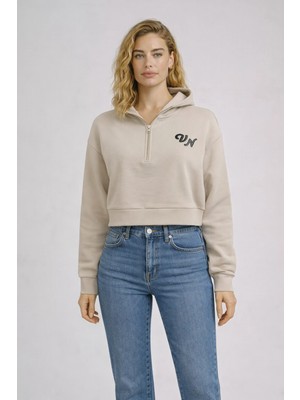 Vena Kadın Leona Nakış Detaylı Sweatshirt %100 Pamuk - Gri