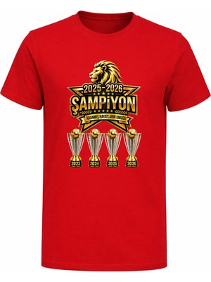 Efendioğlu Design 2025-2026 Büyük Yıldız Adanmış Hayatların Umudu Baskılı 5 Yıldız Genç Kırmızı T-Shirt