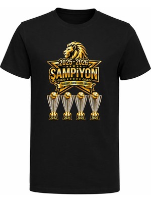 Efendioğlu Design 2025-2026 Büyük Yıldız Adanmış Hayatların Umudu Baskılı 5 Yıldız Genç Siyah T-Shirt