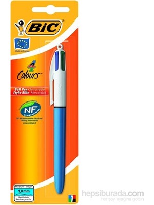 Bic 4 Renk Tükenmez Kalem 1'li BL Klipsli Gövde ile Mavi Siyah Kırmızı Yeşil Renk Seçenekleri