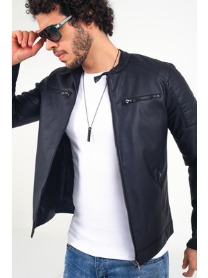 Oksit Tuci 420 Slim Fit Siyah Suni Deri Mont Erkek Günlük Kullanım İçin Şık Tasarım