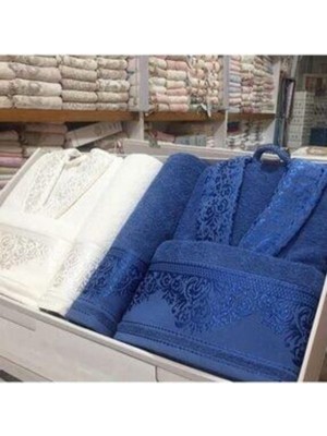 Pamuklu Jakarlı Aile Bornoz Seti