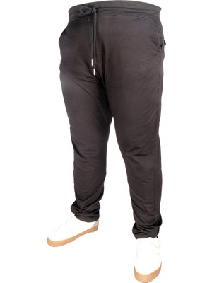 ModeXL Büyük Beden Siyah Keten Jogger Pantolon Erkek %97 Pamuk %3 Elastan Model 21913