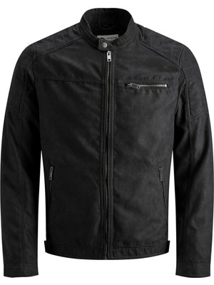 Jack & Jones Erkek Erocky Jacket Noos 12147218 Siyah Desenli Kalınlık Normal Özellikli Ceket