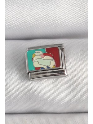Renas Store 316L Çelik Gümüş Renk Renkli Portre Model Nomination Charm - TJ-BC1387