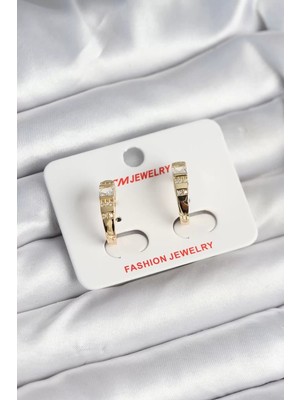 Renas Store Pirinç Gold Renk Zirkon Taşlı Kadın Küpe - TJ-BKP11244