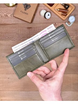 Fil Deri Hakiki Deri Çift Para Bölmeli Ince Minimalist Cüzdan 2144