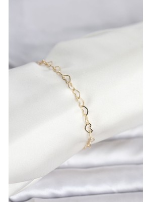 Renas Store cm 14K Gold Renk Kalpli Zincir Model Kadın Bileklik - TJ-BB8278