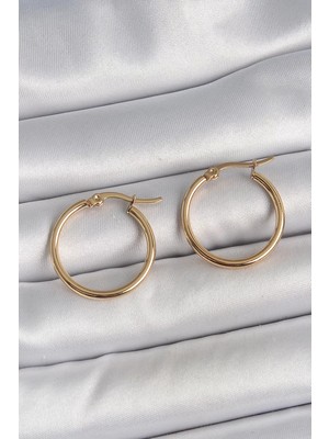 Uravas Store 316 Çelik Gold Renk 22MM Kadın Halka Model Kadın Küpe - TJ-BKP10507